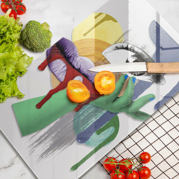 Skärbräda i glas Abstrakt collagekonst