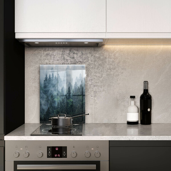 Skärbräda i glas Skogsträd och dimma