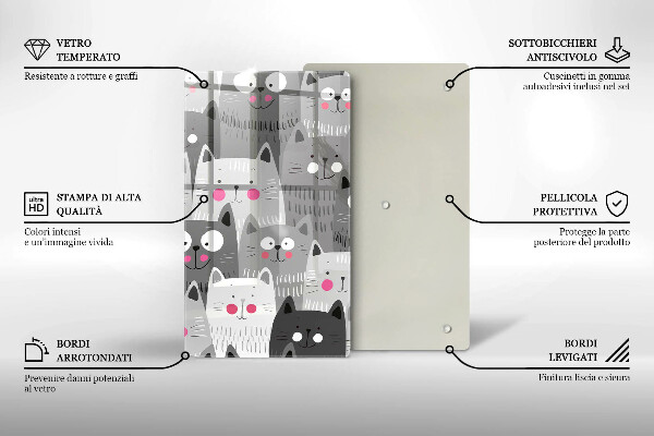 Skärbräda i glas Katter illustration
