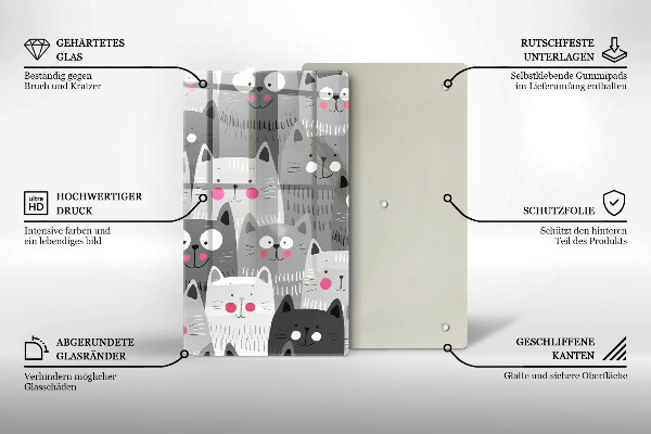 Skärbräda i glas Katter illustration