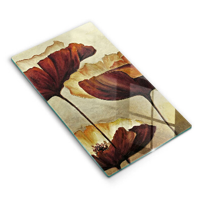 Skärbräda i glas Målade bohoblommor