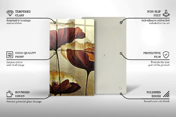 Skärbräda i glas Målade bohoblommor