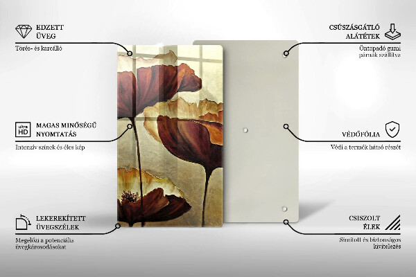 Skärbräda i glas Målade bohoblommor