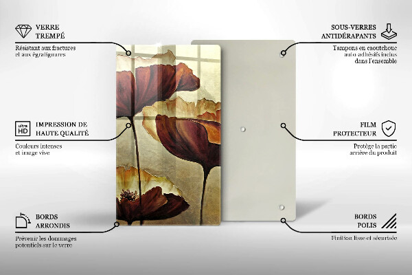 Skärbräda i glas Målade bohoblommor