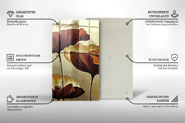 Skärbräda i glas Målade bohoblommor