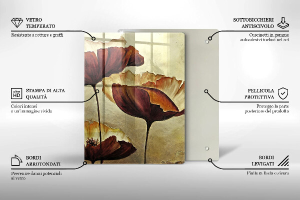 Skärbräda i glas Målade bohoblommor