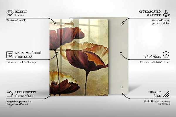 Skärbräda i glas Målade bohoblommor