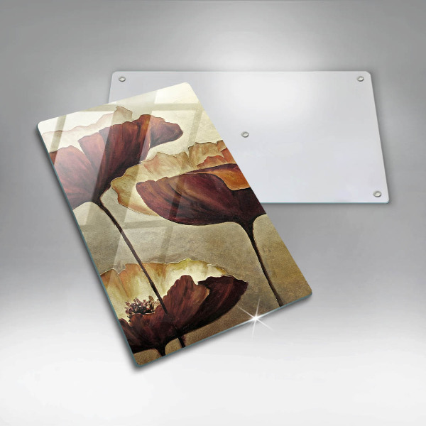 Skärbräda i glas Målade bohoblommor