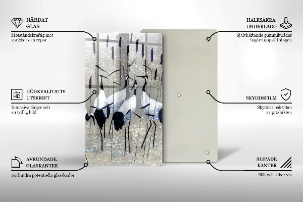 Skärbräda i glas Japanska tranor