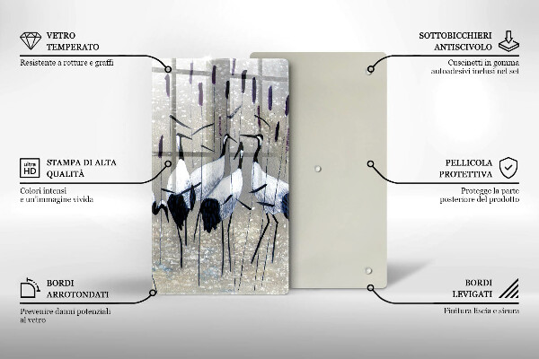 Skärbräda i glas Japanska tranor