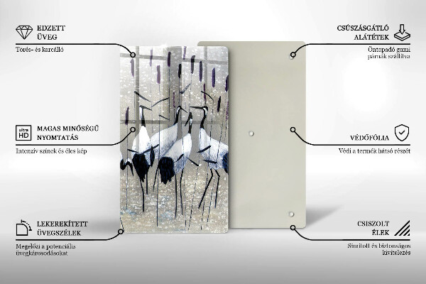 Skärbräda i glas Japanska tranor