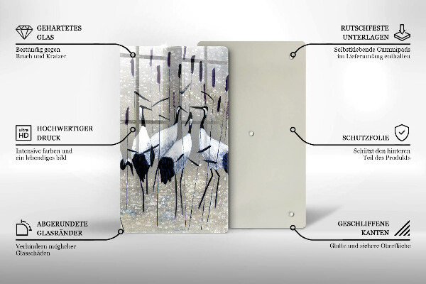 Skärbräda i glas Japanska tranor