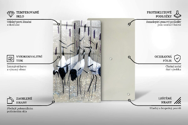 Skärbräda i glas Japanska tranor
