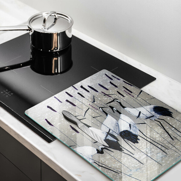 Skärbräda i glas Japanska tranor