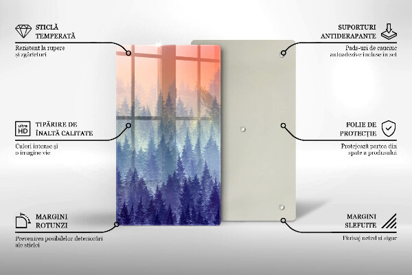 Skärbräda i glas Skog vid solnedgången