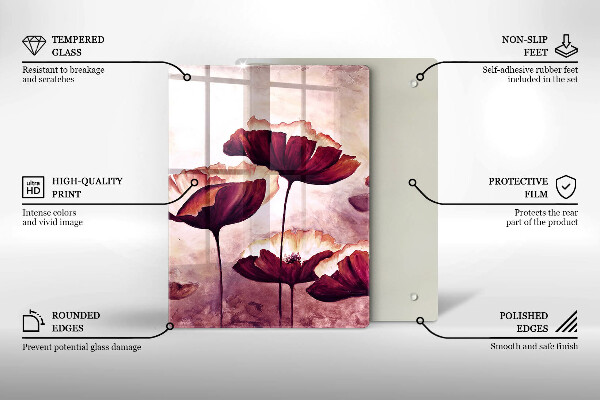 Skärbräda i glas Måla blommor