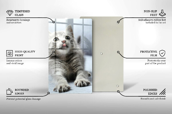 Skärbräda i glas Liten söt kattunge