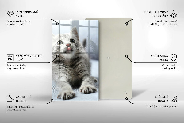 Skärbräda i glas Liten söt kattunge