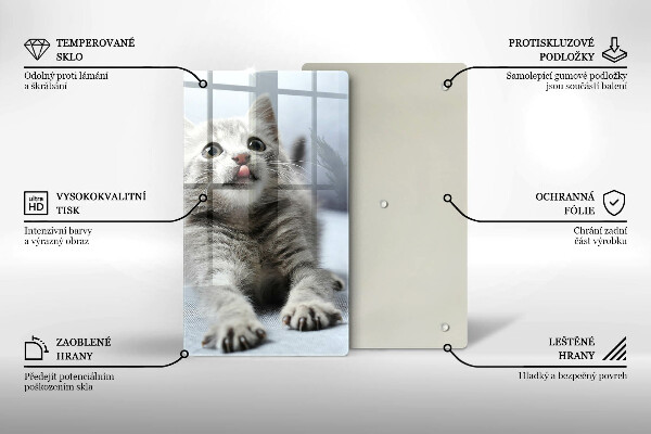 Skärbräda i glas Liten söt kattunge