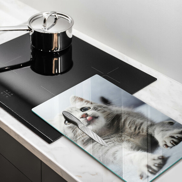 Skärbräda i glas Liten söt kattunge
