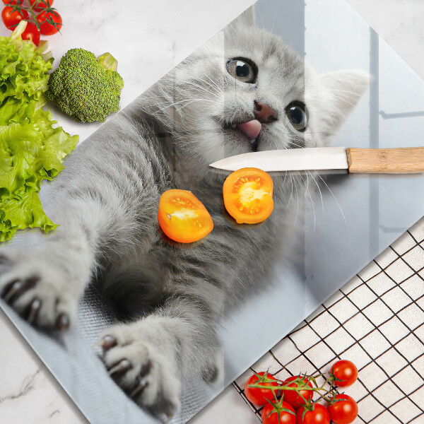 Skärbräda i glas Liten söt kattunge