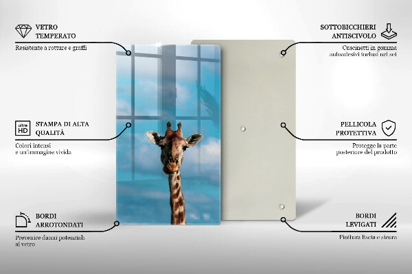 Skärbräda i glas Giraff och himlen