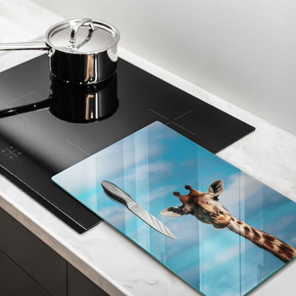 Skärbräda i glas Giraff och himlen