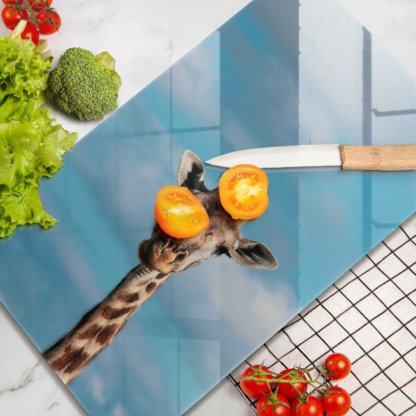 Skärbräda i glas Giraff och himlen