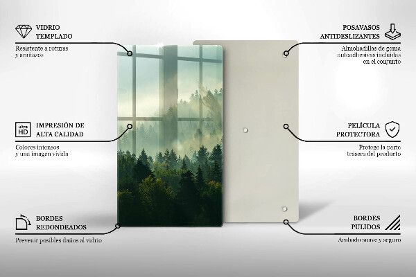 Skärbräda i glas Landskap Utsikt över skogen