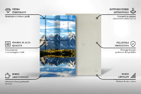Skärbräda i glas Bergslandskap