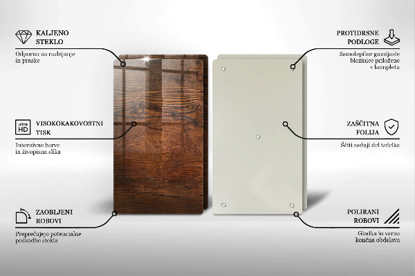 Skärbräda glas Mörk träskiva