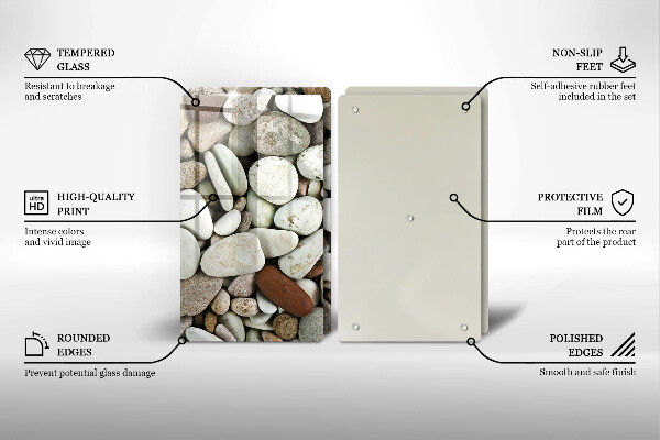 Skärbräda glas Små stenar bakgrund