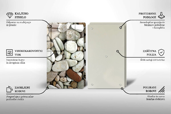 Skärbräda glas Små stenar bakgrund