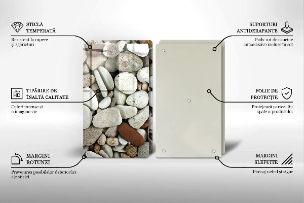 Skärbräda glas Små stenar bakgrund