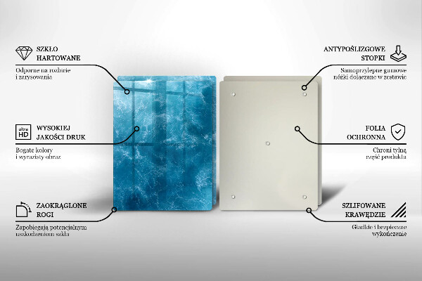 Skärbräda glas Blått vatten