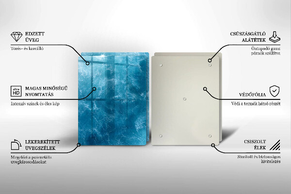 Skärbräda glas Blått vatten