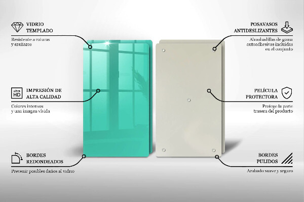 Skärbräda glas Grön färg