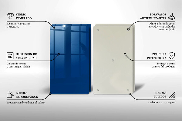 Skärbräda glas Blå färg