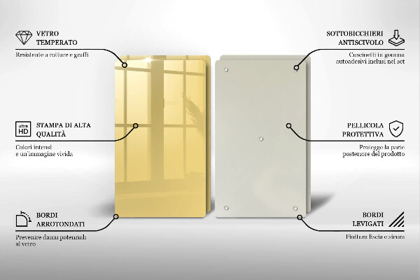 Skärbräda glas Gul färg