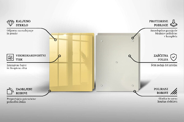 Skärbräda glas Gul färg