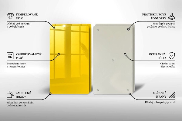 Skärbräda glas Gul färg