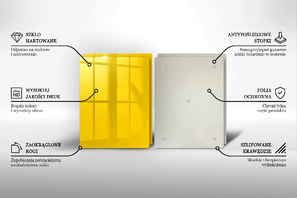 Skärbräda glas Gul färg