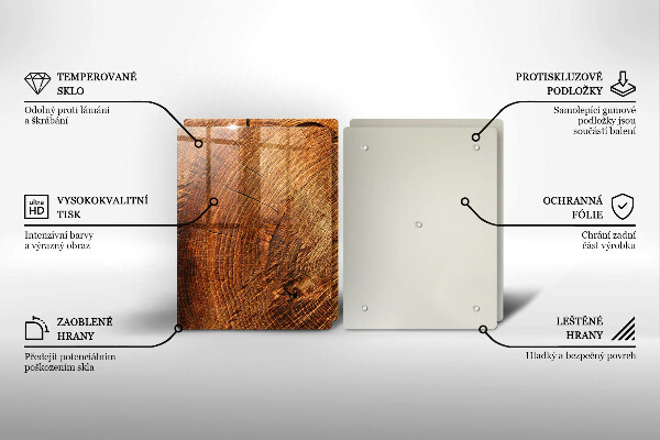 Skärbräda glas Ringar av träträd