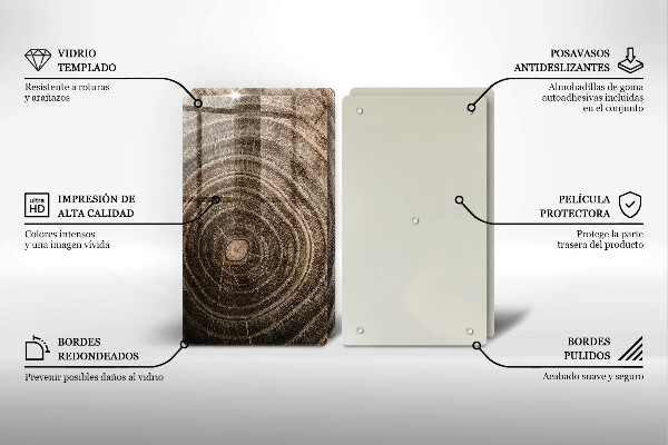 Skärbräda glas Träd ringar trä