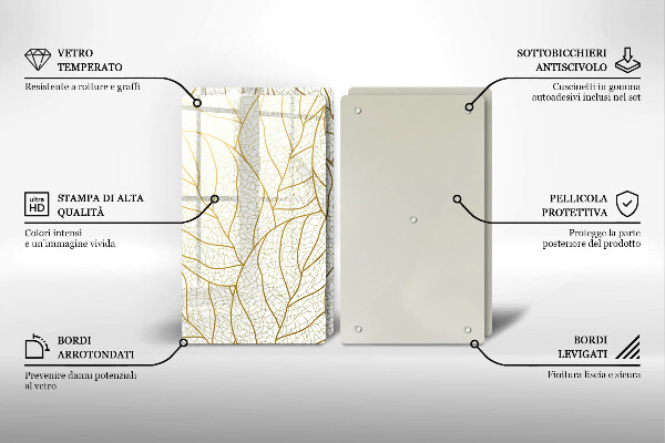 Skärbräda glas Line art lämnar mönster