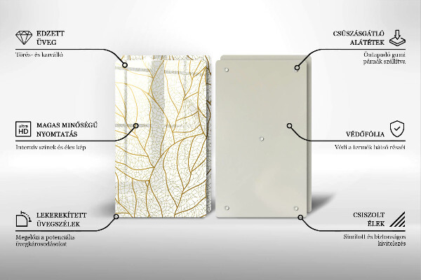 Skärbräda glas Line art lämnar mönster