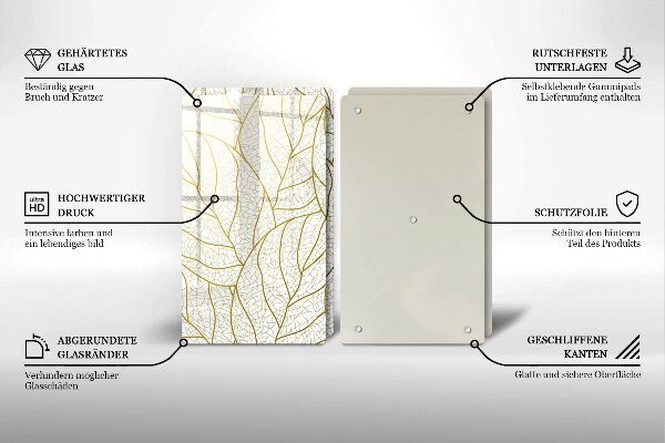 Skärbräda glas Line art lämnar mönster