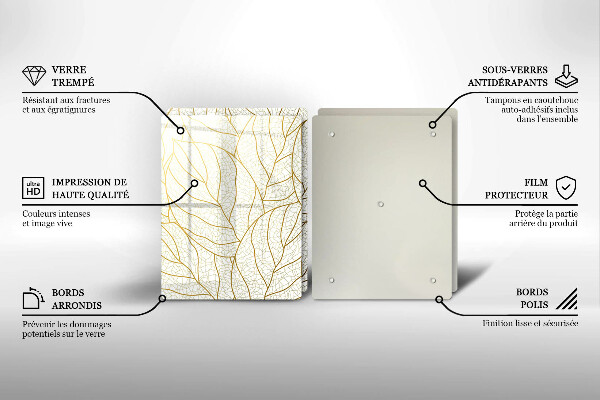 Skärbräda glas Line art lämnar mönster