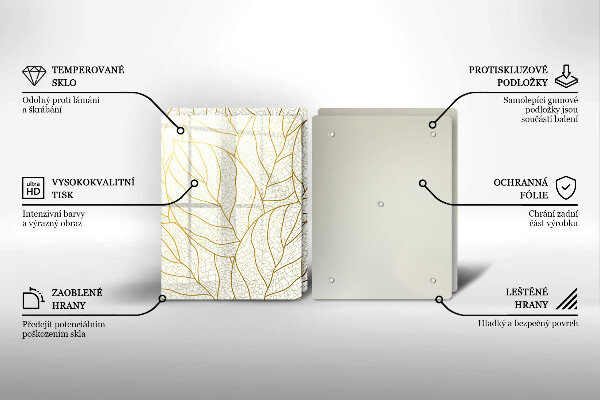 Skärbräda glas Line art lämnar mönster
