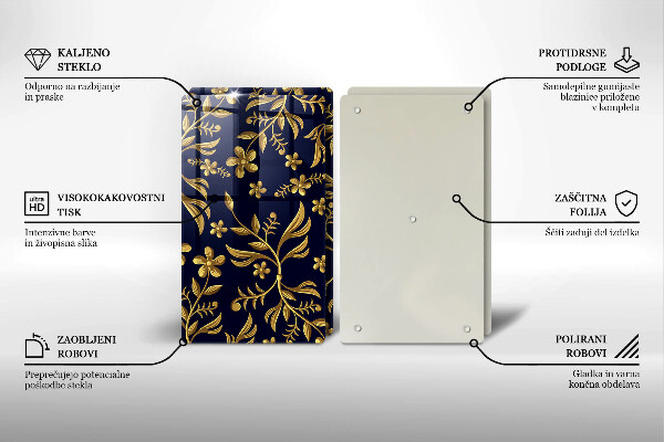 Skärbräda glas Guldblommamotiv